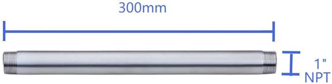 CONSTELLAR 304 Stainless Steel Pipe Fitting - 1" NPT Male x 1" NPT Male Threaded Thickened Pipe Wall, 300mm (12 inch) Length Heavy Nipple Seamless Pipe (1 Pcs)