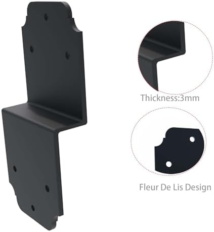 4packs Heavy Duty Pergola Bracket Black,6" Steel Angle Joist Tie Z Fix Bracket for Wood DIY Projects - Large Connector Brace,Post to Beam Connectors Repair Hardware,Joining Brackets