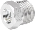 Quickun Stainless Steel Reducing Hex Bushing, 1-1/4" Male NPT to 1/2" Female NPT, Reducer Bushing Pipe Hose Fitting