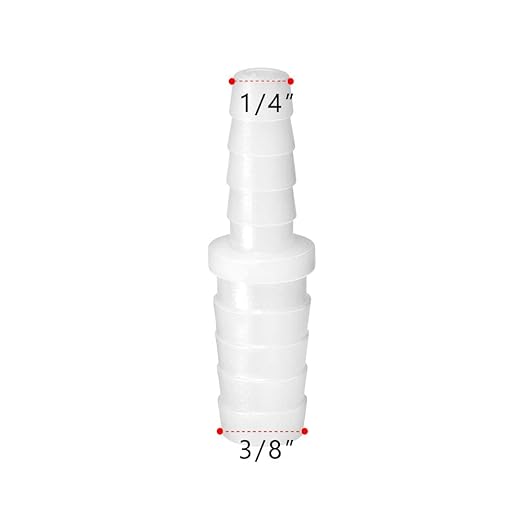 Quickun Plastic Hose Barb Reducer Fitting 3/8" to 1/4" Barbed Reducing Union Adapter Splicer Mender Joint Fitting (Pack of 3)