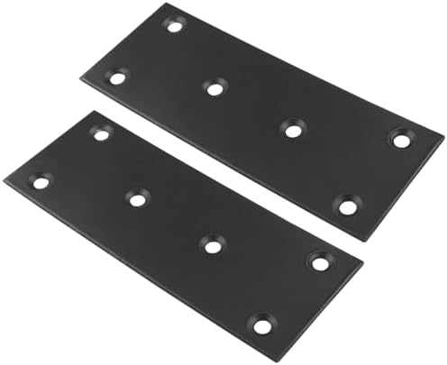 Bonsicoky 4 Pcs Flat Straight Brace Brackets, Black, 5" x 2"