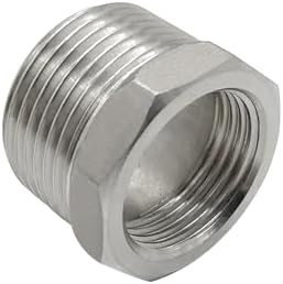 Beduan 304 SS Reducer Hex Bushing 1 Male to 3/4 Female NPT Reducing