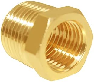 Hooshing 10PCS Brass Reducer Hex Bushing 3/8" NPT Male x 1/4" NPT Female