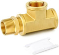 GASHER 1PCS Brass Tee Pipe Fittings, 3/4" NPT Female x 3/4" NPT Female x 3/4" NPT Male Pipe Fittings, Male Run Tee