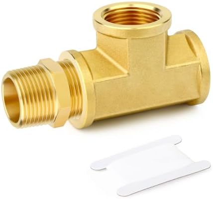 GASHER 1PCS Brass Tee Pipe Fittings, 3/4" NPT Female x 3/4" NPT Female x 3/4" NPT Male Pipe Fittings, Male Run Tee