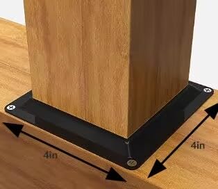 4 Wood Post Plate Connector,Deck Porch Railing Support Base, 4" x 4" Wood Fence Post Anchor BaseDeck Porch Railing Support Base (4)