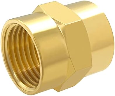 Hooshing 2PCS Brass Coupling Pipe Fitting, 1/2" x 1/2" NPT Female Coupler