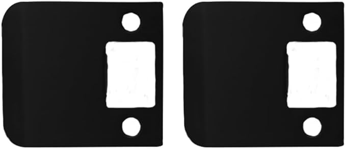 QCAA Solid Brass Extended Lip Strike, 2-1/2''X2-1/4", Matte Black, 2 Pack, Made in Taiwan