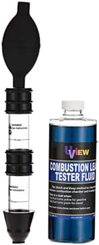 UView 560000 Automotive Combustion Leak Test Kit for Cylinder and Gaskets Heads and Gas/Diesel Engine Block Leaks, Dual-Chamber Tester Filters Alkaline Particles, 16oz Testing Fluid