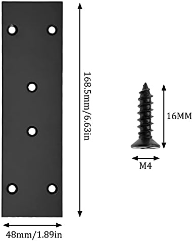 Bonsicoky 4Pcs Flat Straight Brace Brackets, 6.7 x 1.9 / 169 x 48mm