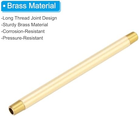 PATIKIL 1/8" x 1/8" NPT Male Brass Pipe Fitting Long Nipple, 10Pcs 6" Long Straight Pipe Fitting Connector Extender for Fuel, Air, Water, Oil, Gas System Connection, 1200PSI