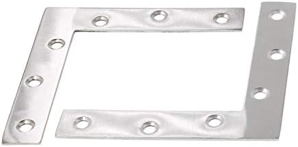 4 Pack Stainless Steel L Shape Flat Corner Bracket Plate - Repair Mending for Wood, Metal Fixing, Joining Support Brace for Shelves, Furniture and Cabinet (120x120mm)