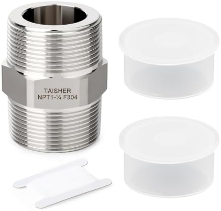TAISHER 1pcs Hex Nipple 304 Stainless Steel NPT 1-1/4"NPT Male Pipe Fitting