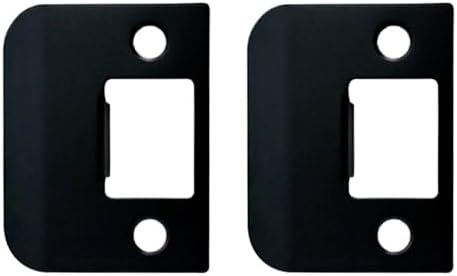QCAA Solid Brass Extended Lip Strike, 1-3/4''X2-1/4", Matte Black, 2 Pack, Made in Taiwan