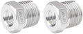 Quickun Stainless Steel Reducing Hex Bushing, 1/2" Male NPT to 3/8" Female NPT, Reducer Bushing Pipe Hose Fitting （Pack of 2）