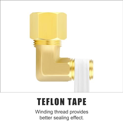 GASHER 5PCS Brass 90 Degree Elbow Compression Tube Pipe Fitting Connector, 3/8" Tube OD x 1/8" NPT Male Connector