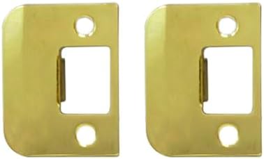 QCAA Solid Brass Extended Lip Strike, 1-3/4''X2-1/4", Polish Brass, 2 Pack, Made in Taiwan