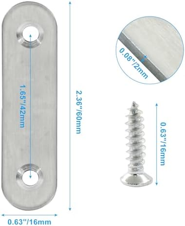 16 Pack 2.5 Inch Stainless Steel Flat Plate Straight Bracket