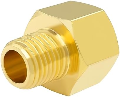 Hooshing 2PCS Brass Pipe Fitting 1/4" NPT Male to 3/8" NPT Female Reducer
