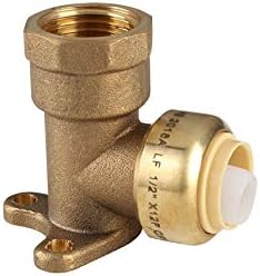 (Pack of 2) EFIELD 1/2" Push Fit x 1/2" Female NPT Drop-ear Elbows Brass Fitting,(PF066-2PCS)