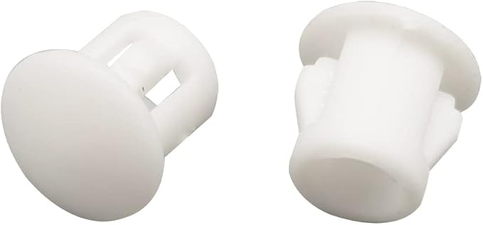 Hole Plugs 1/4" Plastic Flush Type Hole Plugs for 5.5-6mm Hole Snap in Locking Hole Tube Screw Caps Drilling Cover Plugs Fastener Covers for Kitchen Cabinet Furniture White 100 Pack