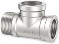 ChillWaves 304 Stainless Steel Pipe Fitting, Male Run Tee 1-1/4" NPT Female x 1-1/4" NPT Female x 1-1/4" NPT Male Thread Adapter(1-PACK)