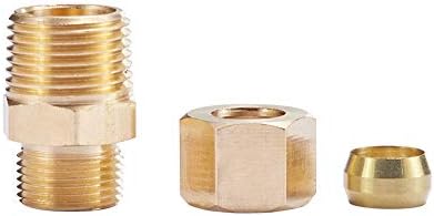 Brass Compression Tube Pipe Fitting Connector, Straight Coupling Adapter, 3/8" Tube OD x 3/8" NPT Male Connector 5pcs (3/8" OD Compression x 3/8" NPT Male)