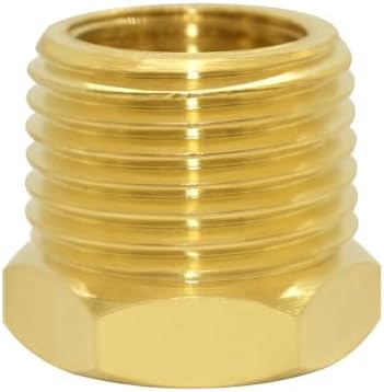 Joywayus 5Pcs Brass Reducing Hex Bushing 1/2" NPT Male to 3/8" NPT Female