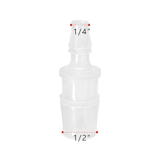 Quickun Plastic Hose Barb Reducer Fitting 1/2" to 1/4" Barbed Reducing Union Adapter Splicer Mender Joint Fitting (Pack of 1)