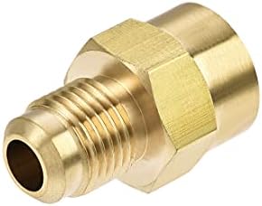uxcell Brass Pipe fitting, 1/2"-20UNF Flare Male to 1/4NPT Female Thread, Tubing Adapter Hose Connector, for Air Conditioner Refrigeration, 4Pcs