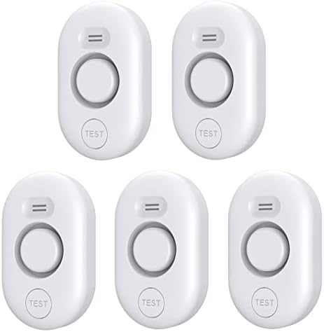 Water Leak Detector Sensor Alarm: Water Flooding Monitor for Home Adjustable Wet Moisture Alert Smart Sink Overflow Monitoring Pipe Leakage Drip Detection Warning for Basement Floor (5*Sensor)