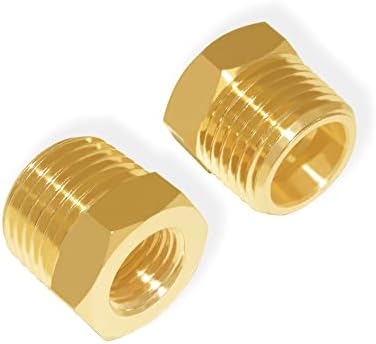 Hooshing 2PCS Brass Reducer Hex Bushing 3/4" NPT Male x 1/4" NPT Female