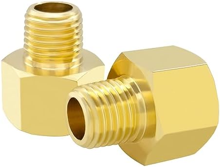 Hooshing 2PCS Brass Pipe Fitting 1/4" NPT Male to 3/8" NPT Female Reducer