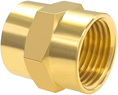 Hooshing 5PCS Brass Coupling Pipe Fitting, 3/8" x 3/8" NPT Female Coupler