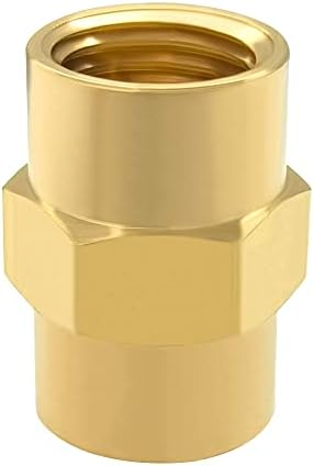 Hooshing 10PCS Brass Coupling Pipe Fitting, 1/4" x 1/4" NPT Female Coupler