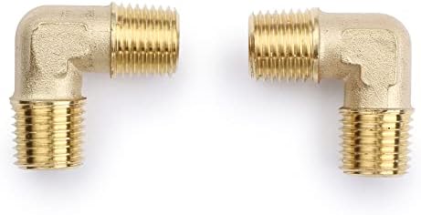 U.S. Solid 2pcs 90 Degree Barstock Street Elbow Brass Pipe Fitting 1/4" NPT Male Pipe to 1/4" NPT Male