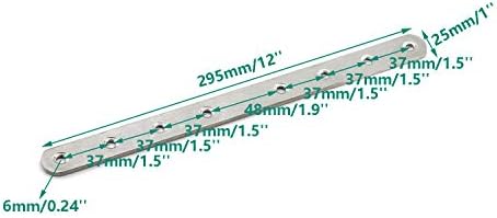 4 Pack Flat Mending Plate for Wood,ULIFESTAR Stainless Steel Straight Brackets 300mm / 12" Length 8 Screw Hole Flat Repair Fixing Wood Brace Joining Plates Connector with Fixing Screws