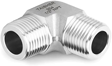 TAISHER 2PCS 304 Stainless Steel 90 Degree Barstock Street Elbow, 1/2" NPT Male Pipe to 1/2" NPT Male 304 Stainless Pipe Fitting