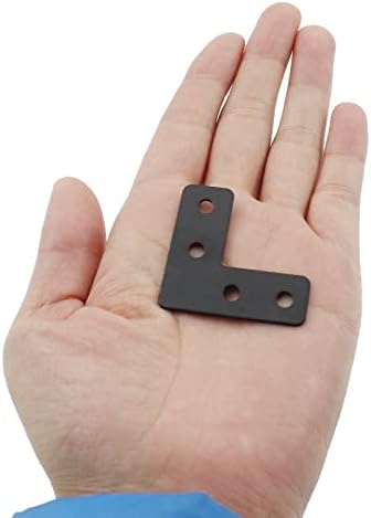 10 PCS Flat L Shape Repair Mending Plate, ULIFESTAR Heavy Duty Corner Bracket Furniture Support Brace Black Joining Bracket Fastener Connector with Mounting Screws (40x40x12mm/1.6x1.6x0.5'')