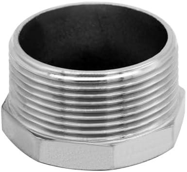 Stainless Steel 1-1/4" Male NPT to 3/4" Female NPT Reducer Hex Bushing Pipe Fitting Adapter (pack of 2)