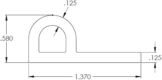 Rubber Seal, P-Shaped, 1.37 in. W, Gasket Weatherstrip, 1-3/8" W, 9/16" H, 1/8" Thickness, Rubber P Channel Gasket Material, 100 ft White Color