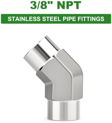 TAISHER 2PCS 304 Stainless Steel 45 Degree Barstock Street Elbow, 3/8" NPT Female x 3/8" NPT Female 304 Stainless Pipe Fitting