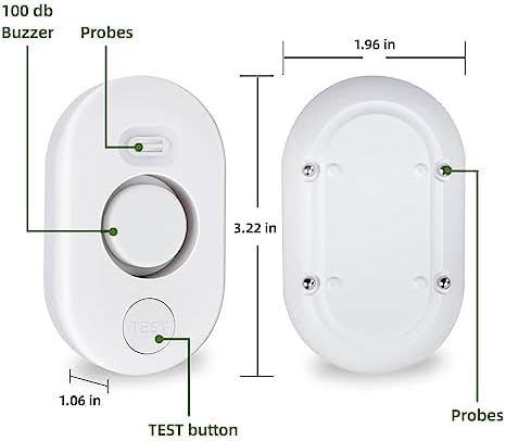 Water Leak Detector Sensor Alarm: Home Water Flooding Monitor Smart Sink Overflow Monitoring Adjustable Wet Moisture Alert Pipe Leakage Drip Detection Warning for Basement Floor (4 Sensor)
