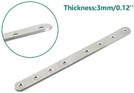 4 Pack Flat Mending Plate for Wood,ULIFESTAR Stainless Steel Straight Brackets 250mm / 10" Length 8 Screw Hole Flat Repair Fixing Wood Brace Joining Plates Connector with Fixing Screws