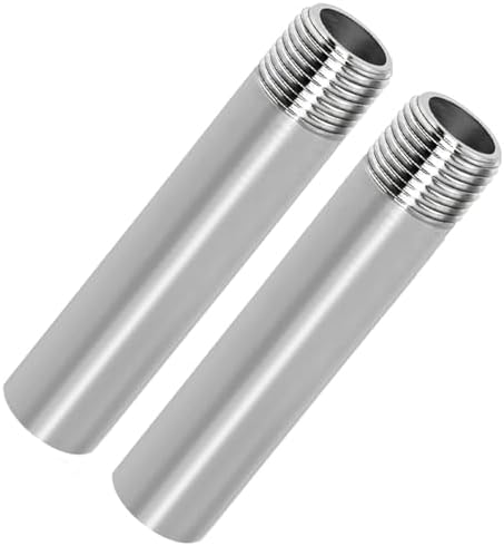 Stainless Steel Pipe Fitting 1/2" NPT Male x 1/2" NPT Female Thread Nipple Cast Pipe 4"（100mm) Length 2PCS