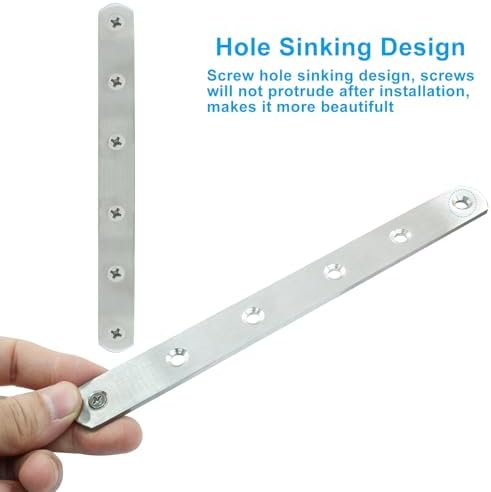 4 Pack 8 Inch Stainless Steel Flat Plate Straight Bracket