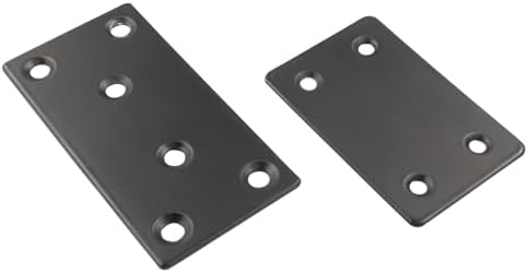 Bonsicoky 8 Pcs Flat Straight Brace Brackets, Black, 3.15"x1.5" + 2.4"x1.5"