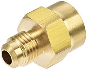 uxcell Brass Pipe fitting, 1/4 SAE Flare Male to 1/4NPT Female Thread, Tubing Adapter Hose Connector, for Air Conditioner Refrigeration