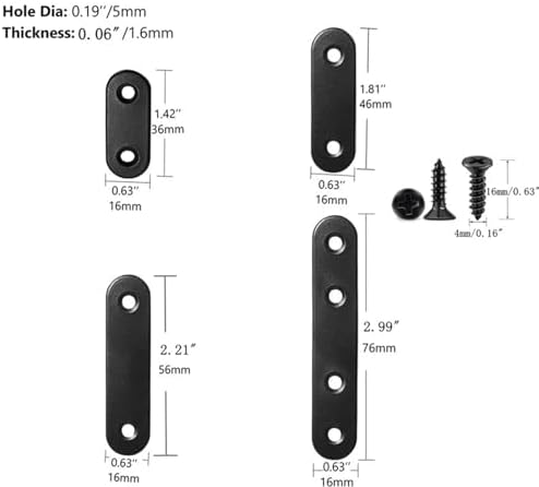 Flat Straight Brace,20Pcs Metal Brackets with 40Pcs Screws