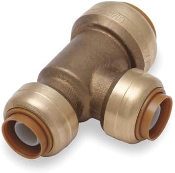 SharkBite 3/4 Inch x 1/2 Inch x 1/2 Inch Reducing Slip Tee, Pack of 6, Push To Connect Brass Plumbing Fitting, PEX Pipe, Copper, CPVC, PE-RT, HDPE, U454LF